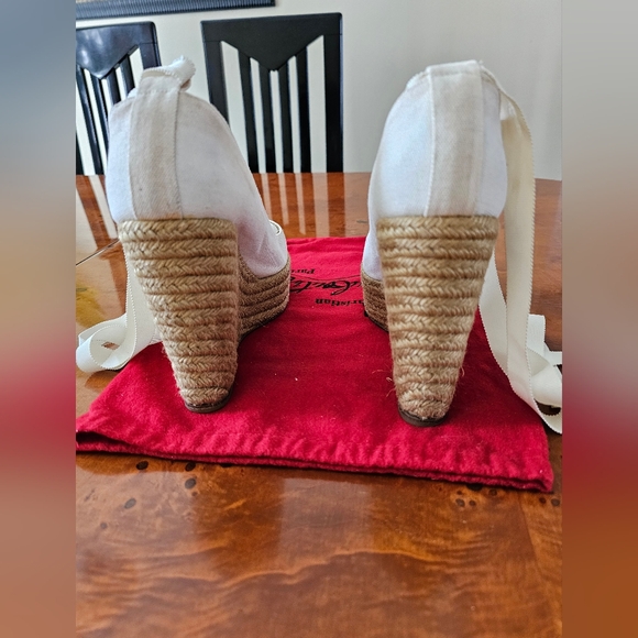 Christian Louboutin Cream Wedge Espadrilles - Picture 8 of 15